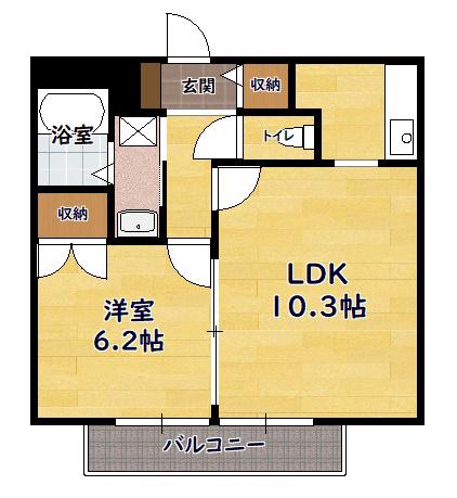ハイツKSN(1LDK/2階)の間取り写真