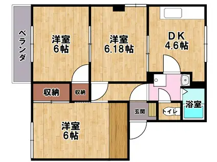 プロスパー・K A棟(3DK/2階)の間取り写真