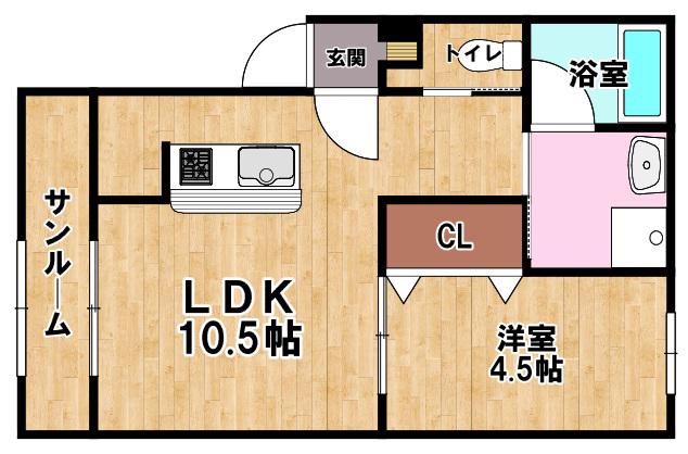GROVE NOA(1LDK/2階)の間取り写真