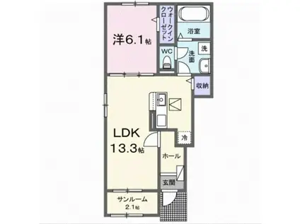 フロントパークひこねⅡ(1LDK/1階)の間取り写真