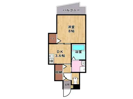 エバーグリーン植政(1DK/4階)の間取り写真