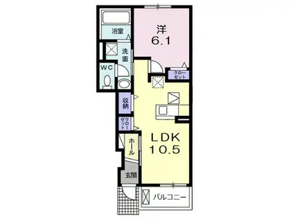 ミルト長浜 C棟(1LDK/1階)の間取り写真