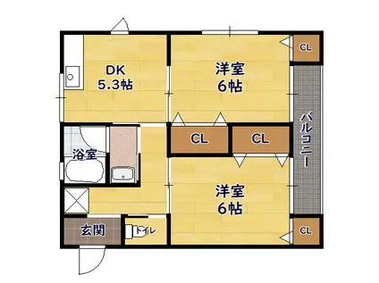 パーシィモン(2DK/2階)の間取り写真