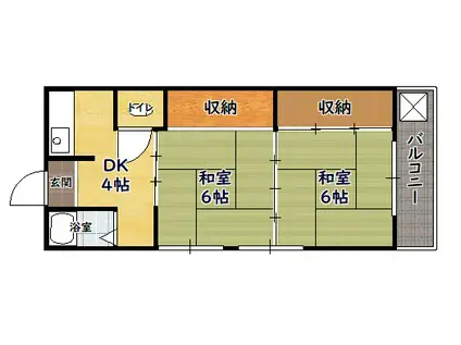 岩湖アパート(2DK/1階)の間取り写真