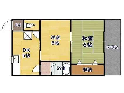 コーポ平方湖岸(2DK/1階)の間取り写真
