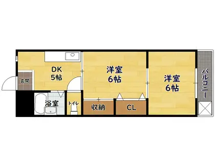 コスモスハイツ長浜(2DK/3階)の間取り写真