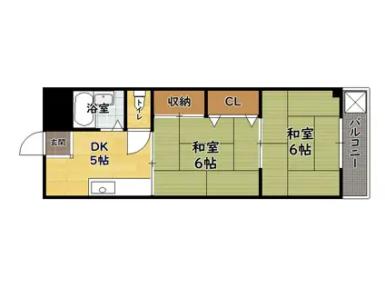 コスモスハイツ長浜(2DK/3階)の間取り写真