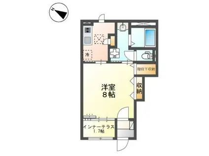 プライムテラス(1K/1階)の間取り写真