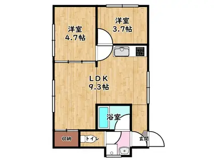PRESTIGE南高田(2LDK/2階)の間取り写真