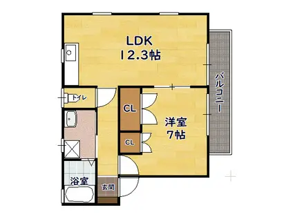 湯田ハイツ(1LDK/3階)の間取り写真