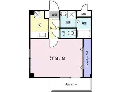 BRIGHTせいすい(1K/2階)の間取り写真