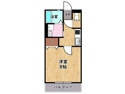 ローズハイム(1K/1階)の間取り写真