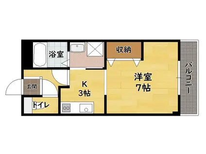 第6サンコーポ森脇(1K/3階)の間取り写真