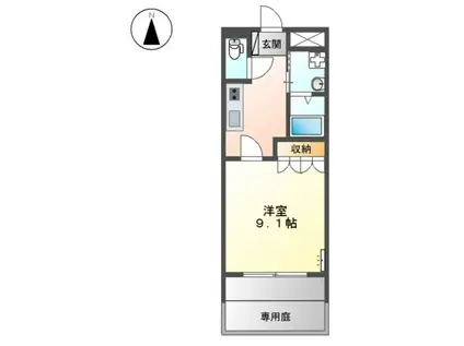 レイクサイドビュー(1K/1階)の間取り写真