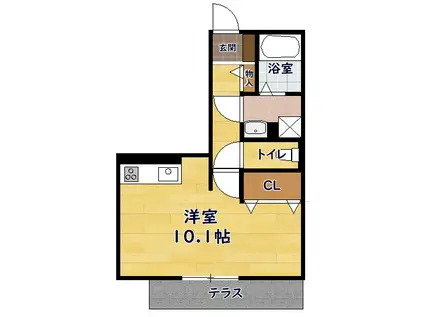 ル・ベリエ(ワンルーム/1階)の間取り写真