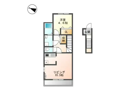 セントリビエ高宮西(1LDK/2階)の間取り写真
