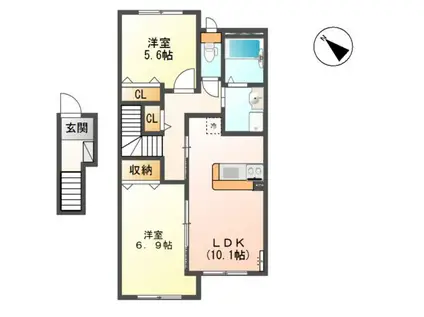 アルブル清水(2LDK/2階)の間取り写真