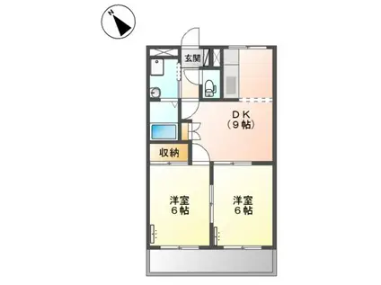 グリーンハイムK(2DK/1階)の間取り写真