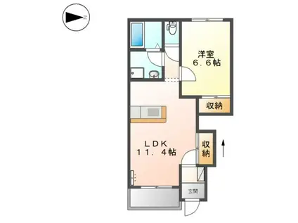 フィールドルミナスⅡ(1LDK/1階)の間取り写真