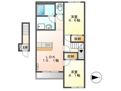 フィールドルミナスⅡ(2LDK/2階)の間取り写真