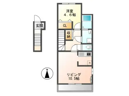 サンプレス(1LDK/2階)の間取り写真