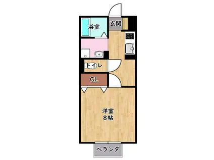 サンローズA棟(1K/2階)の間取り写真