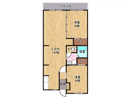 グランシャリオマンション(2LDK/4階)の間取り写真