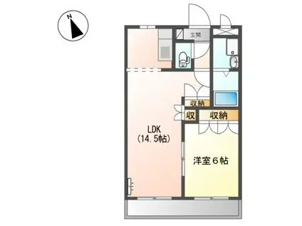 メゾンドゥ ファミーユ(1LDK/2階)の間取り写真