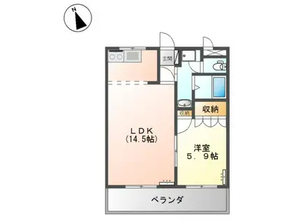 GREENVILLAGE(1LDK/1階)の間取り写真