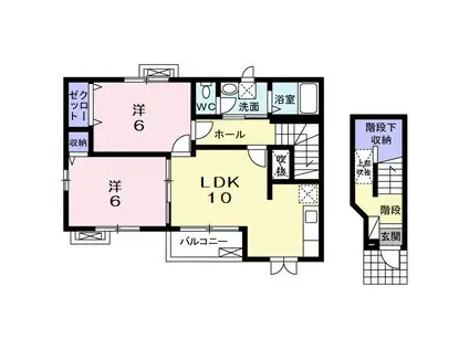 メゾンカルム N(2LDK/2階)の間取り写真