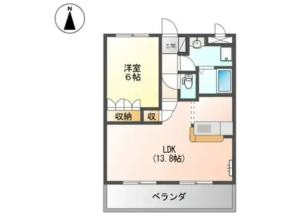 HARVEST(1LDK/2階)の間取り写真