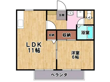 サンアムール(1LDK/1階)の間取り写真