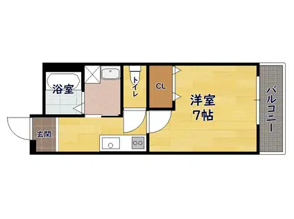 パラディ下坂(1K/2階)の間取り写真