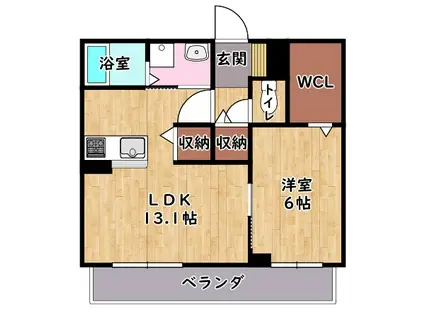 ヴィラカリーノ(1LDK/1階)の間取り写真