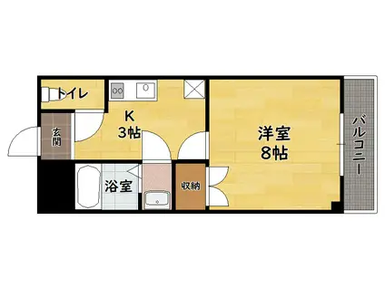 ブリリアンスシティー(1K/1階)の間取り写真