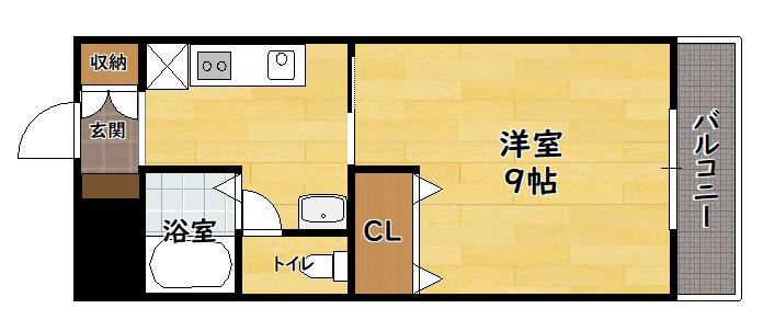 コーポ悠楽里(1K/2階)の間取り写真