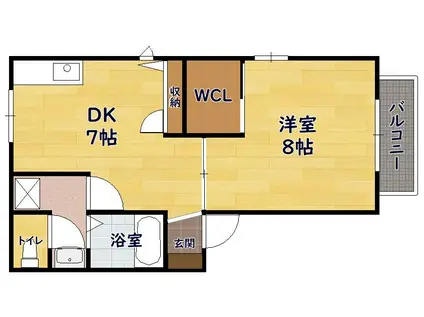 プチマイルーム(1DK/2階)の間取り写真