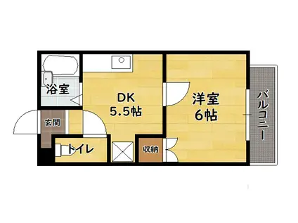 LSHOUSE(1DK/2階)の間取り写真