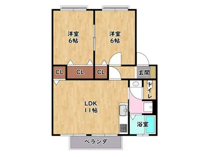 ウインディアおだ(2LDK/2階)の間取り写真