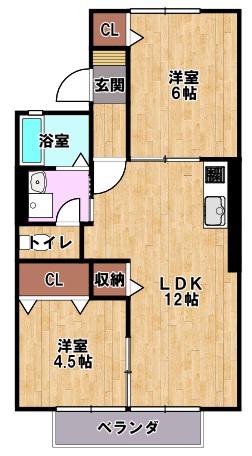 ハイツ堂前(2LDK/2階)の間取り写真