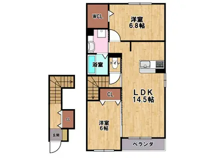 HARMONY M(2LDK/2階)の間取り写真