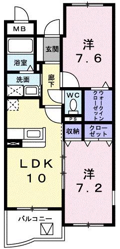 サニーヒル(2LDK/1階)の間取り写真