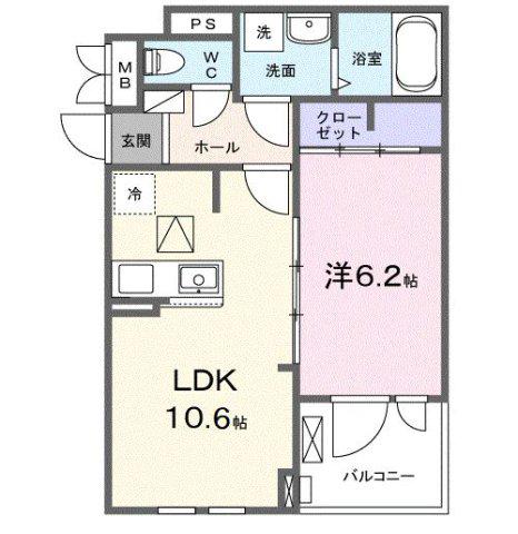 フルール彦根(1LDK/1階)の間取り写真