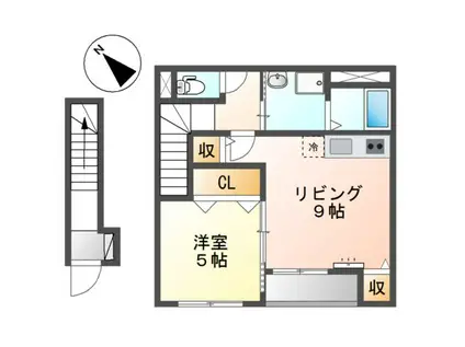 LOVELY HOUSE(1LDK/2階)の間取り写真