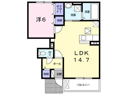 ベル・フェリシア(1LDK/1階)の間取り写真