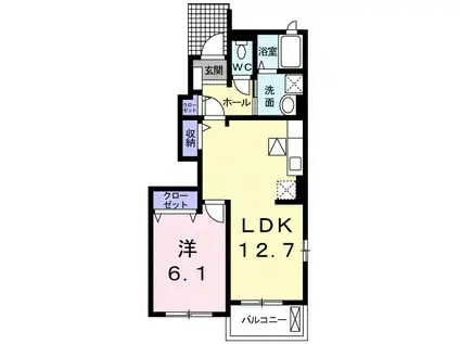 ファミリータイズⅡ(1LDK/1階)の間取り写真