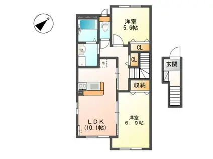 アルブル清水(2LDK/2階)の間取り写真