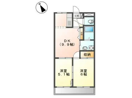 KSSQUARE(2DK/1階)の間取り写真