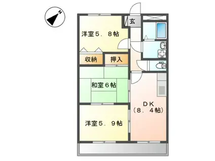 フォレストヴィラ(3DK/2階)の間取り写真