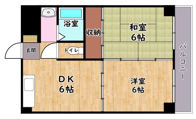 プラムA(2DK/2階)の間取り写真